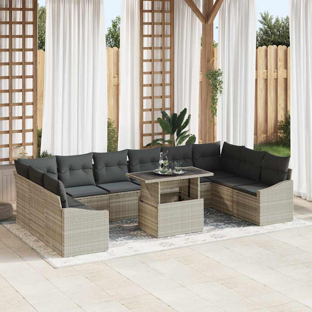 Garten-Sofa-Set 11 pcs Hellgrau und Dunkelgrau 100 x 55 x 73 cm